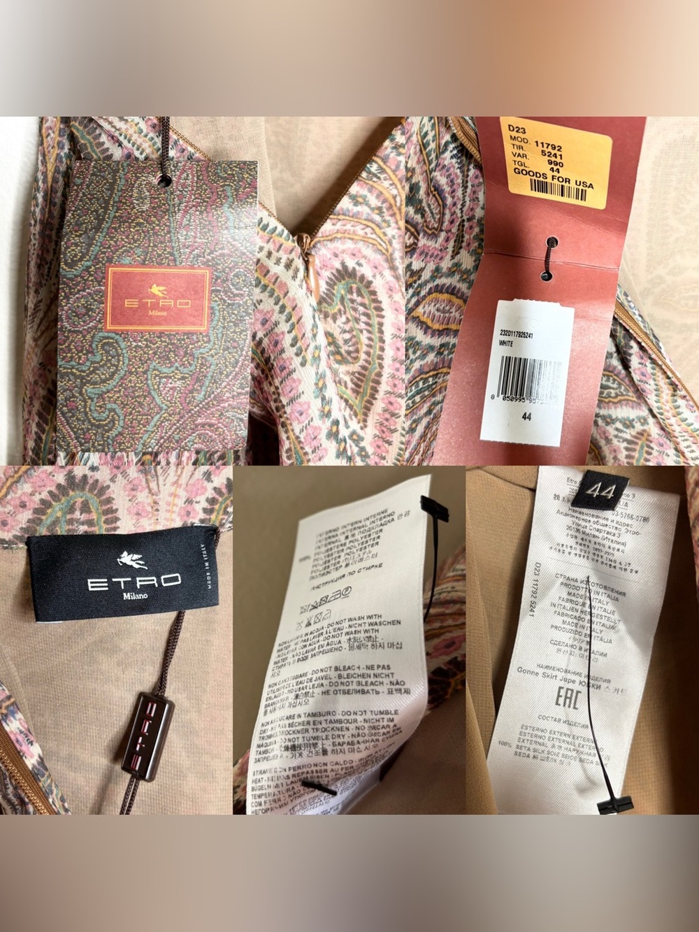 Etro Printed Silk Paisley High-Low Maxi Skirt IT 44 US 8 NWT - Picture 4 of 14
